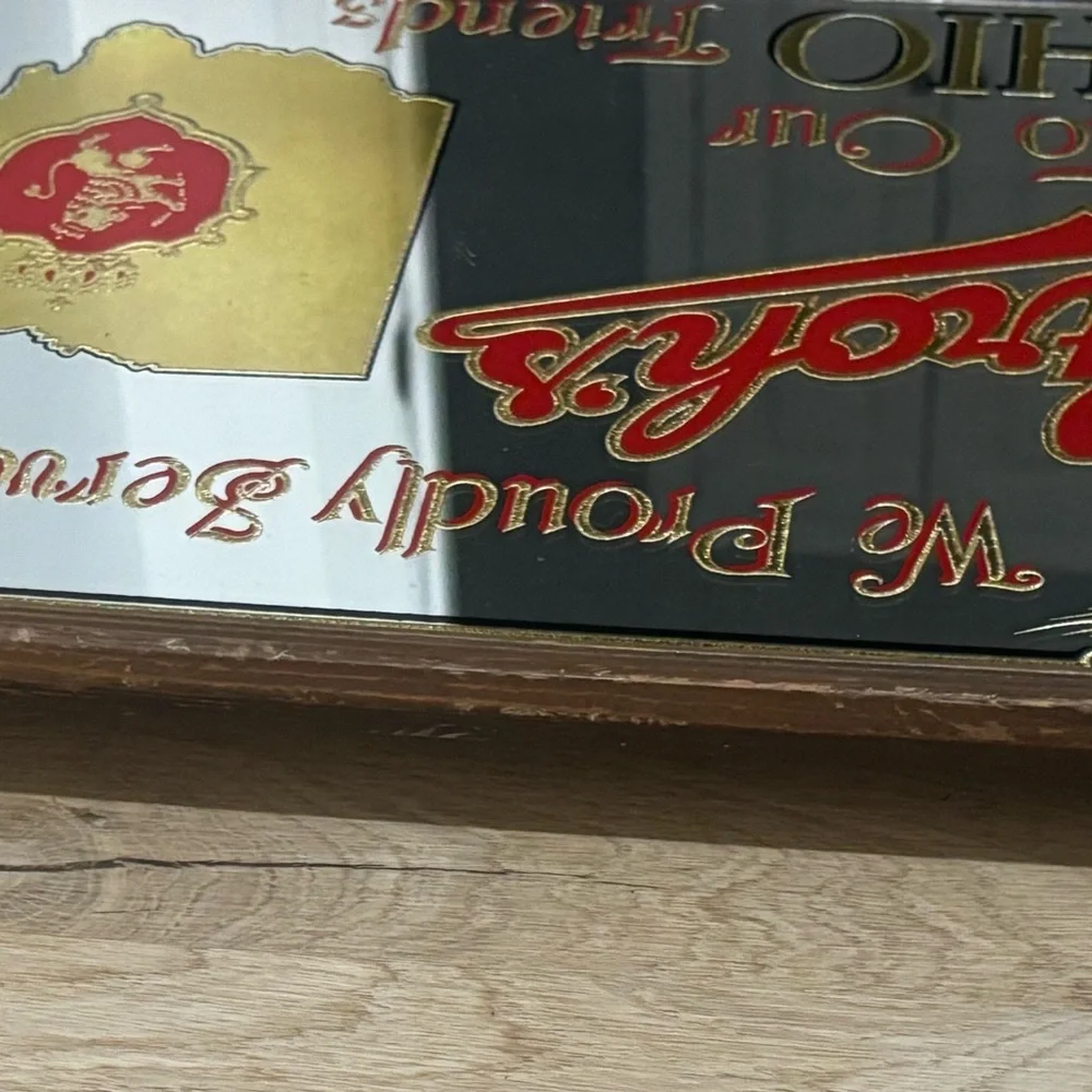 Vintage Stroh’s Beer Ohio Mirror Sign – 1970s-1980s Bar Decor